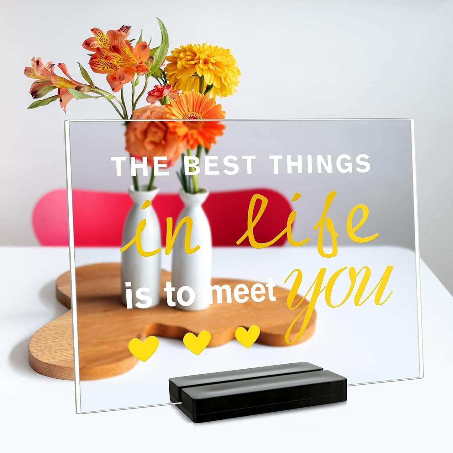 Acrylic Sign Stand | Wedding Sign Holdes, Acrylic Sign Stand with Card Slot, Used for Desktop/Menu Display, 20 Count (Black)