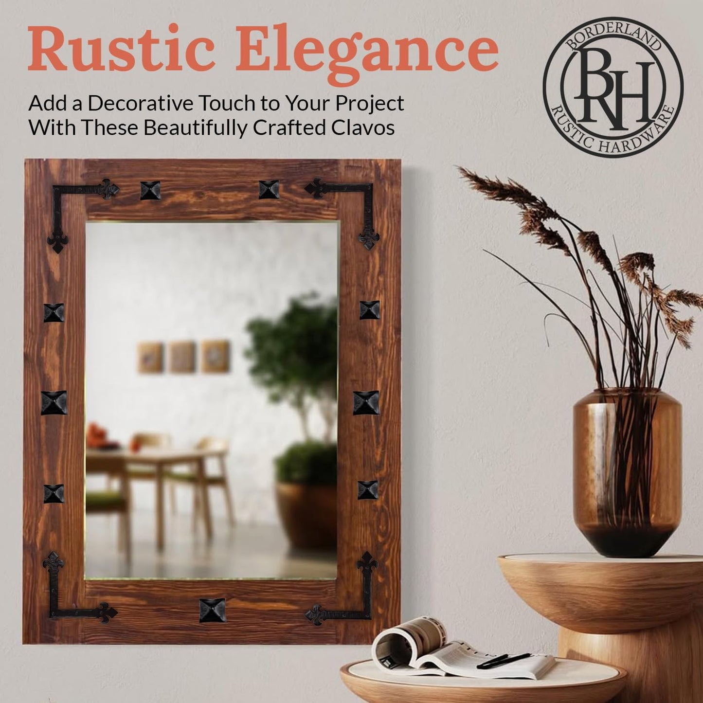 50 Pack 1.5" Square Head Iron Clavos Decorative Nails – Black – Handmade Rustic Square Fasteners for Farmhouse Shutters, Faux Wood Beams, Barn Doors, Shutters, and Gates – Ornamental Wood Accent