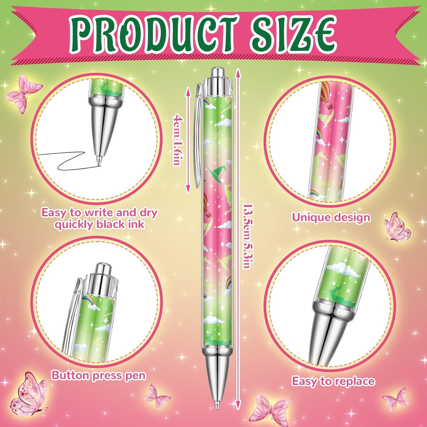 24 Pcs Witch Pens Bulk Novelty Witch Party Favors Funny Hot Air Balloon Gifts Halloween Ballpoint Pens Pickle Rainbow Party Gifts for Women Accessories Office Guests Giveaways Supply