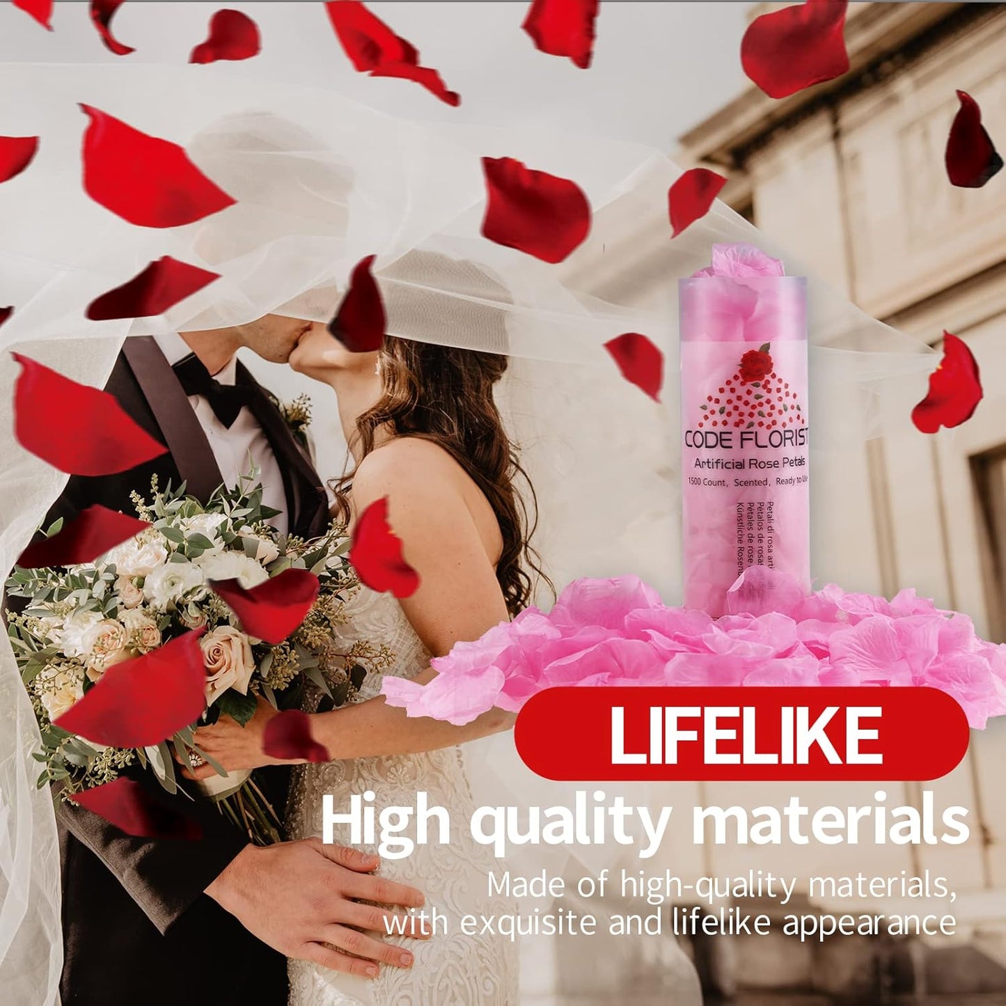 CODE FLORIST 1100 PCS Pink Silk Rose Petals for Valentine's Day,Romantic Night,Wedding,Proposal Anniversary Flower Decorations(Separated,Scented)