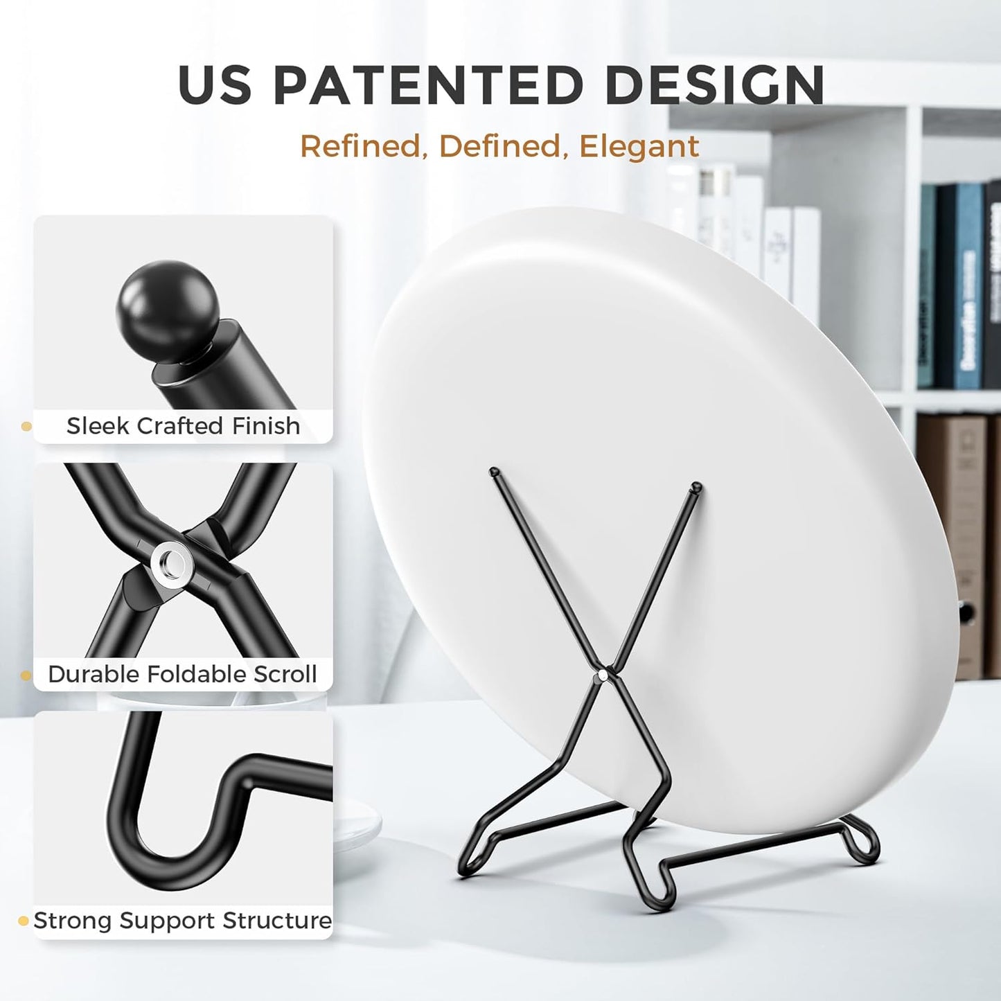 TR-LIFE Plate Stands for Display, 6.5 inch, 2 Pack – Fold-Flat, Stable X-Frame Picture Holder Easels for 6–12 in Plates, Frames and Books, up to 1.5 in Thick