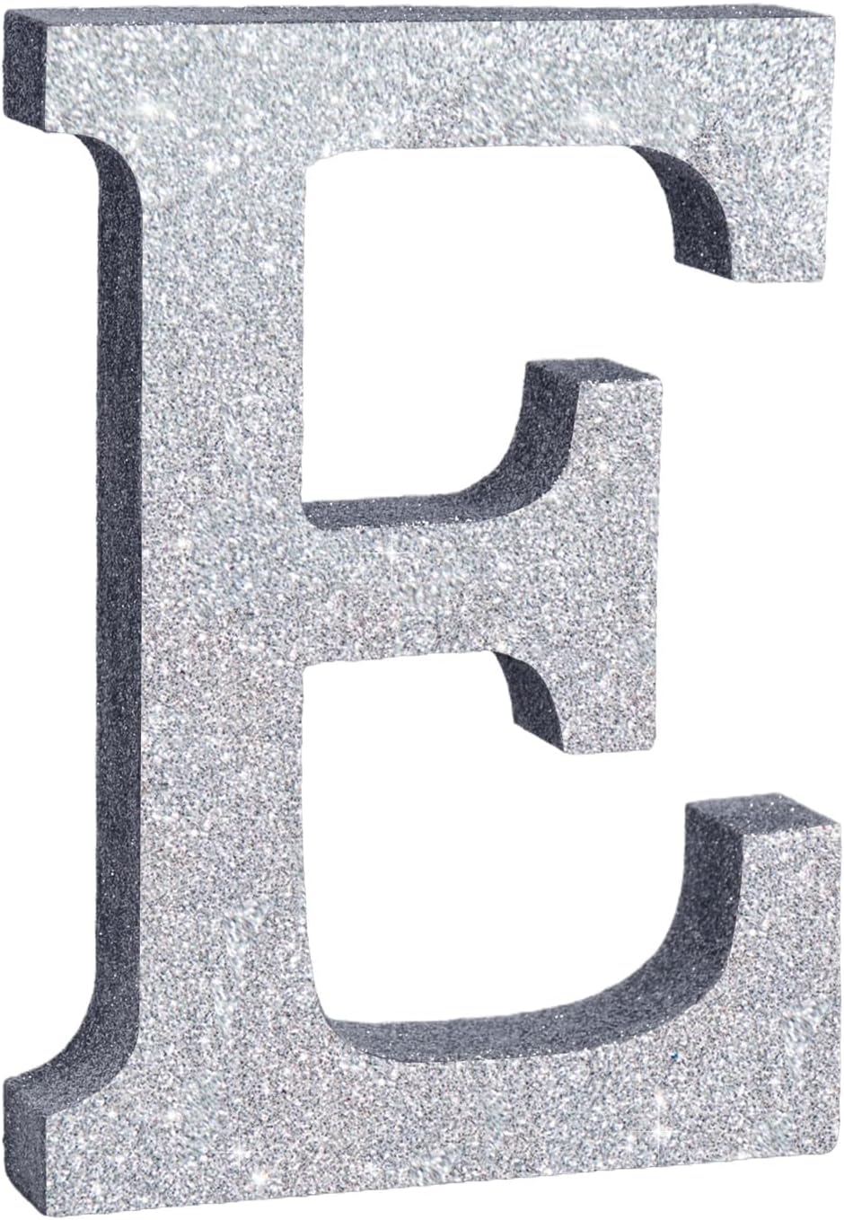 TONIFUL 8 Inch Silver Glitter Letter E Table Centerpiece A-Z Silver Birthday Party Decorations,Silver Alphabet E for Birthday,Chrismas,Graduation,Bridal Shower,Wedding,Anniversary Party Supplies