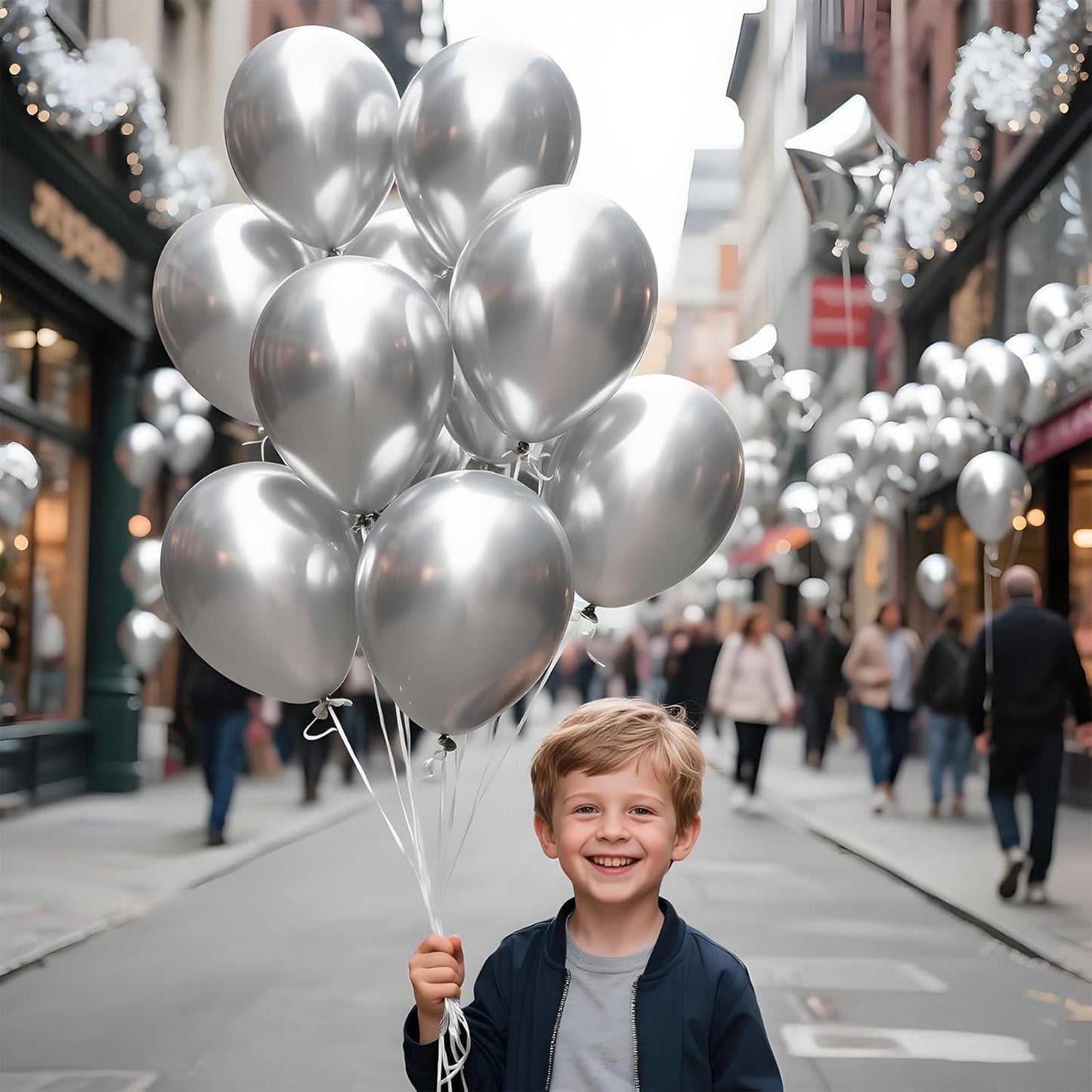 KAWKALSH Metallic Silver Balloon 12 Inch, 110pcs Latex Party Balloons Helium Bright Color for Birthday Baby Shower Wedding Party Supplies Arch Garland Decoration