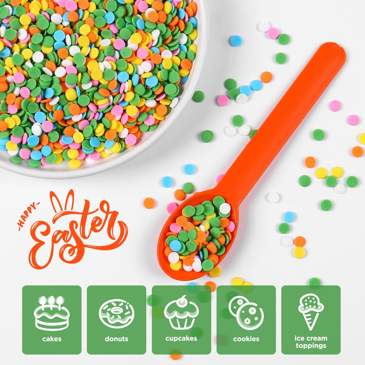 Edible Spring Confetti Sprinkles, Rainbow Sprinkles for Cake Decorating, Funfetti Sprinkles, Round Sprinkles for Spring Cupcakes, Cakes, Cookies, Ice Cream(120g/4.23oz)