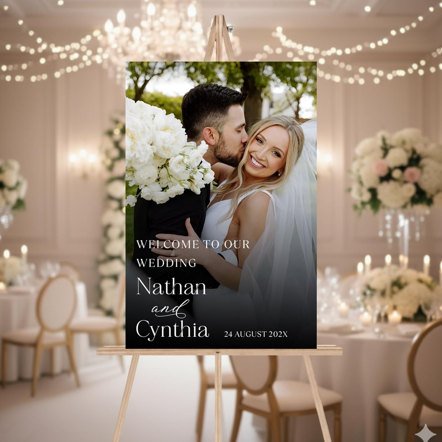 Personalized Wedding Photo Acrylic Welcome Sign – Custom Picture Board with Bride & Groom Names, Elegant Acrylic Wedding Reception Entrance or Ceremony Decoration, Indoor & Outdoor Keepsake Gift #15