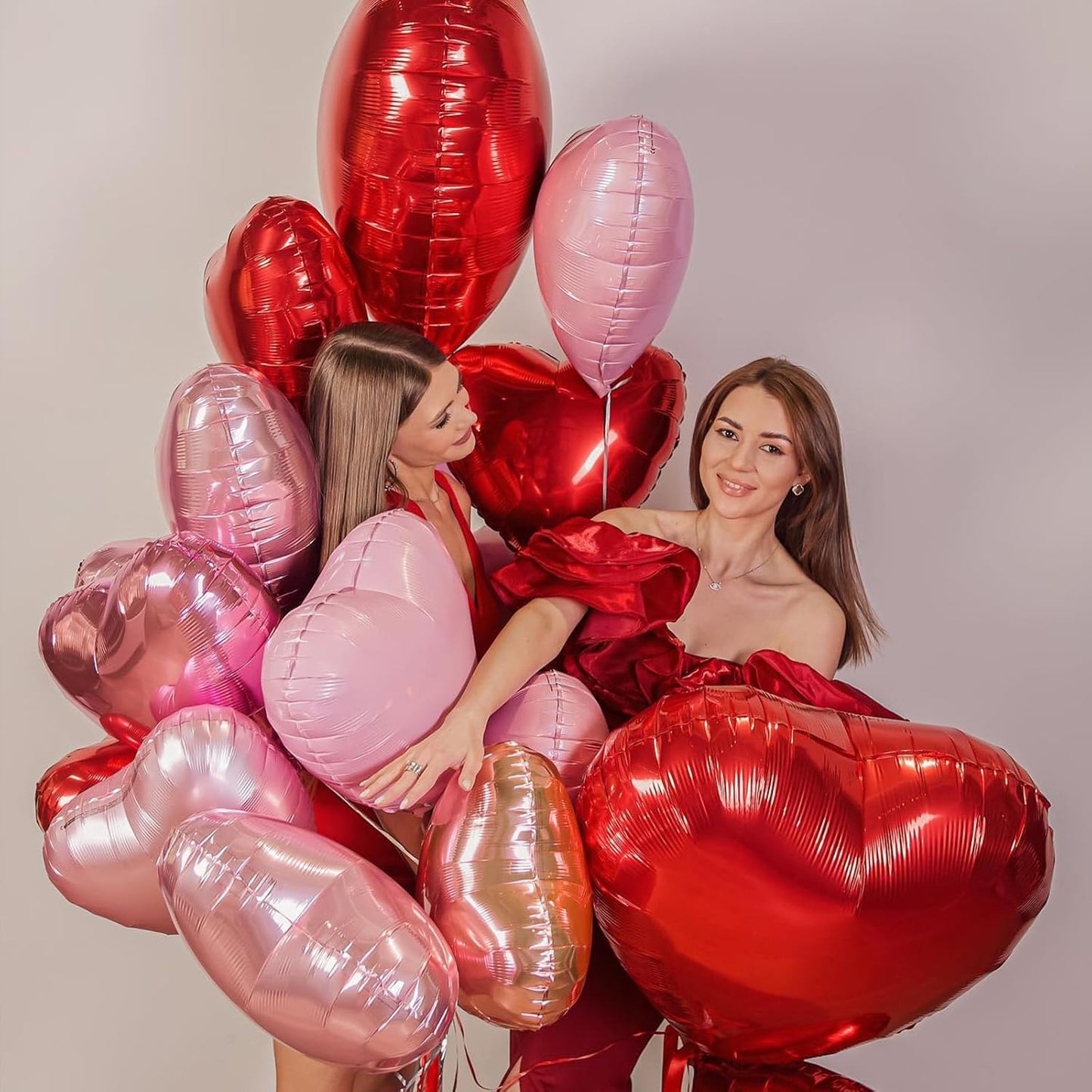 Red Heart Balloons,10Pcs Red Foil Heart Shaped Love Balloons,18Inch Helium Polyester Film Balloon for Valentines,Engagement,Birthday,Baby Shower,Wedding Party Decorations