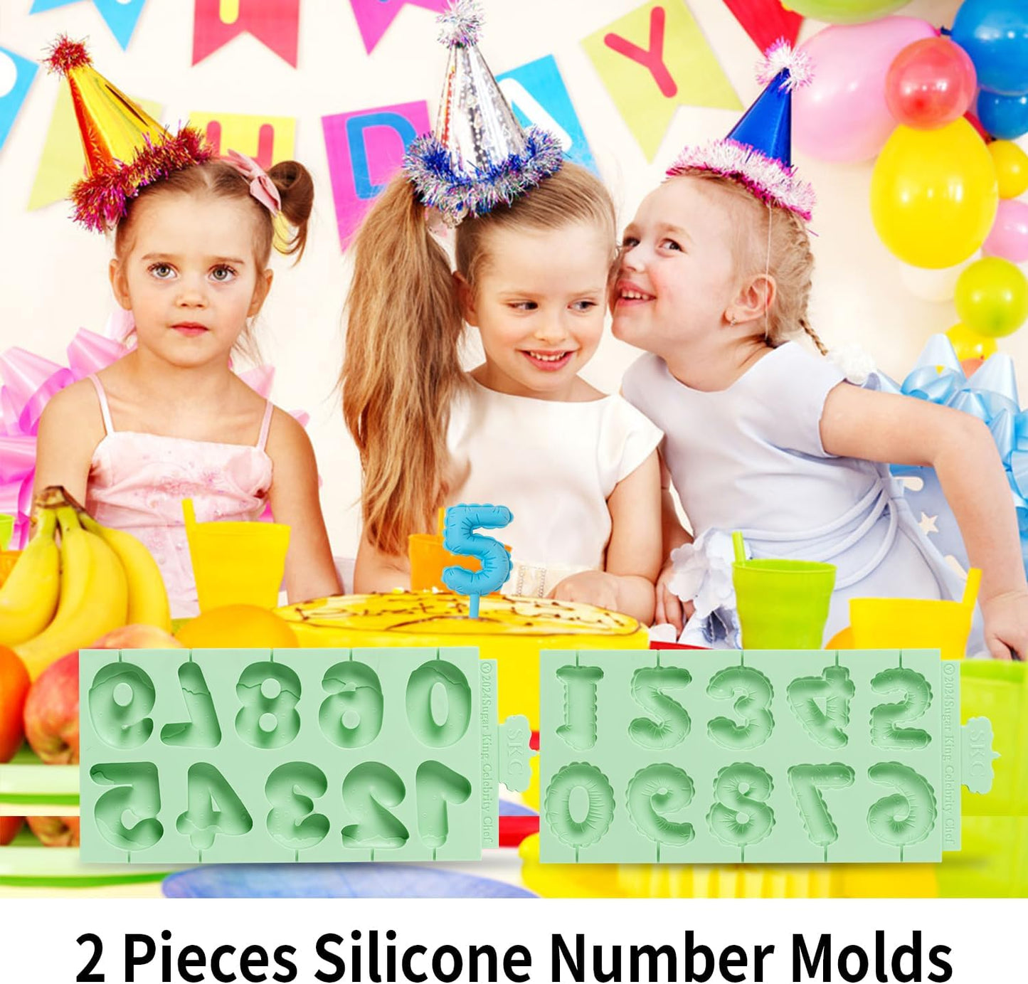 KALAIEN Number Silicone Mold, 2 Pack 3D Chocolate Molds Silicone Number 0-9, Number Cake Molds for Chocolate Fondant Polymer Clay, XNJ2613