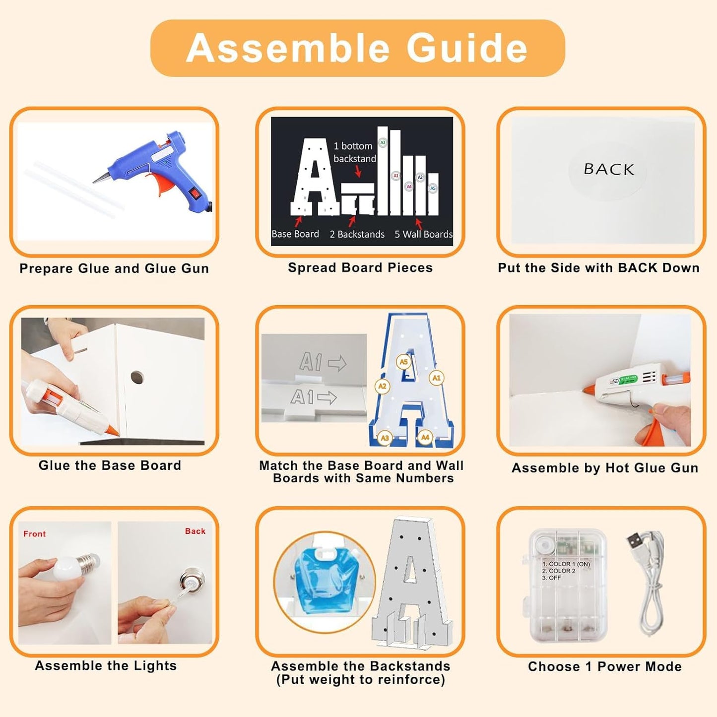 Pooqla 3FT Marquee Light Up Letters, Giant LED Sign Big Mosaic Marquee Letters 3 Feet for Balloons Birthday Anniversary Wedding Party Decoration, Cool White and Warm White Letter W