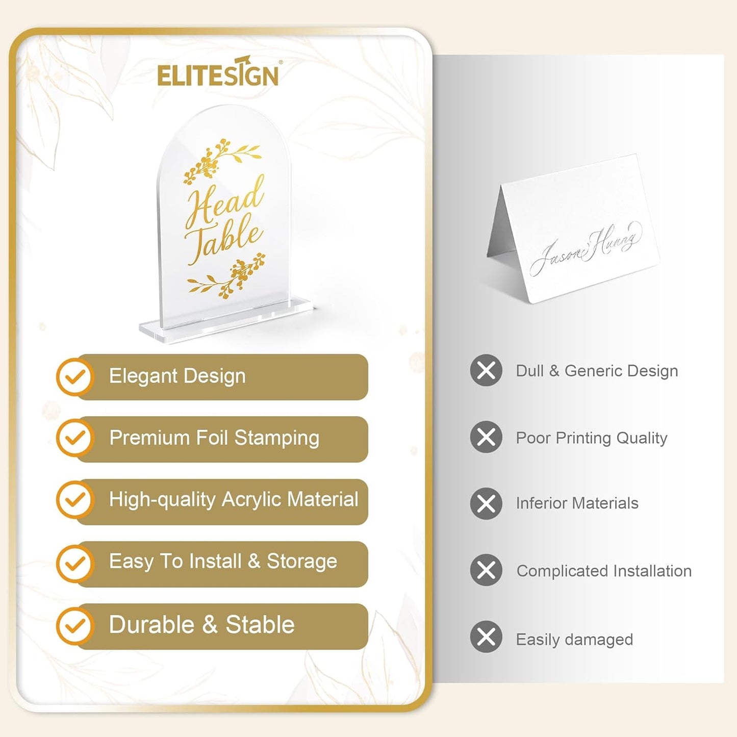 Wedding Table Numbers 1-10 Clear Acrylic Seating Number Signs for Weddings Reception Anniversary Party Decor Seat Number for Tables with Elegant Gold Lettering