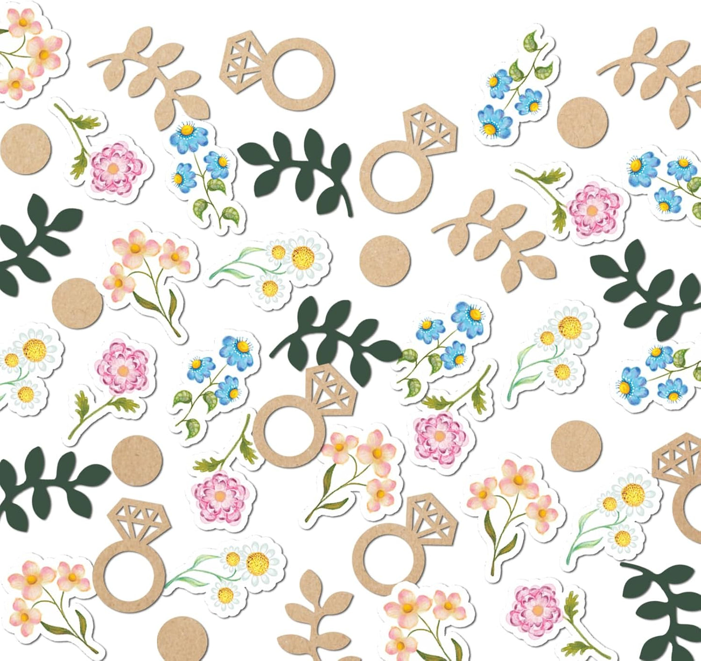 200pcs Flower and Greenery Wedding Confetti for Tables, Rustic Vintage Off The Market Bridal Shower Decor, Sage Green Bachelorette Confetti for Engagement Wedding Shower Decorations.