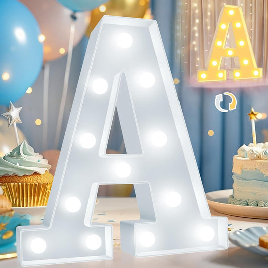Pooqla LED Marquee Letter Lights, Warm White and Cool White Decorative Lighted Letters, Light Up Alphabet Letters for Boys Girls, Party, Wedding, Bar, Night Light, Birthday Decoration, Letter A