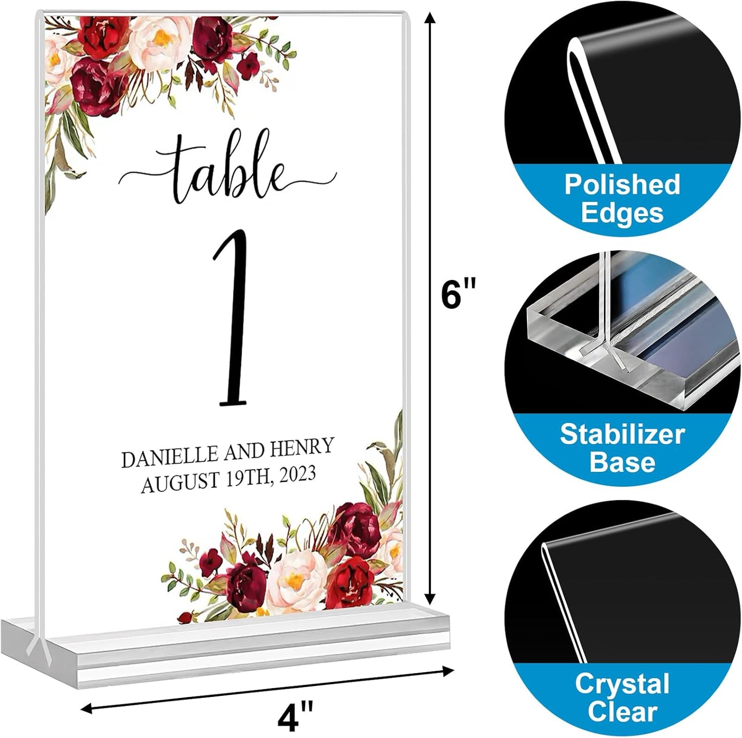 Acrylic Sign Holder 4x6, 16 Pack Clear Double Sided Clear Table Menu Vertical Display Stand Desktop Display Stand Paper Holder Table Sign Holder Suitable for Restaurants Office Store Show Fair
