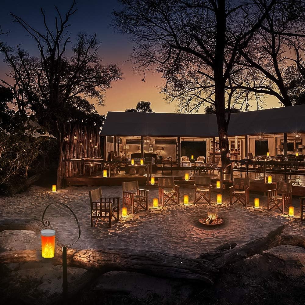 LED Flame Light, Flame lamp Candles Fire Lanterns Outdoor Hanging Lamps,USB Rechargeable Waterproof Dimmable 4 Modes Lantern,Outdoor Flickering Light Bulb with Gravity Sensing Effect&Magnetic Base