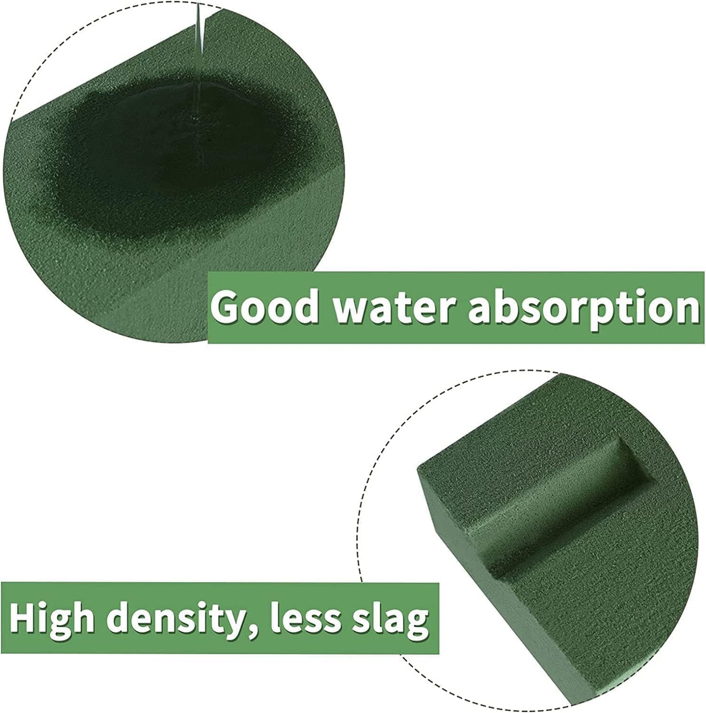 Floral Foam Blocks for Fresh and Artificial Flowers, 6 Pcs Each 8" L x 4" W x 2.8" H Wet and Dry Green Florist Foam for Weddings, Birthday Parties and Holiday Decorations