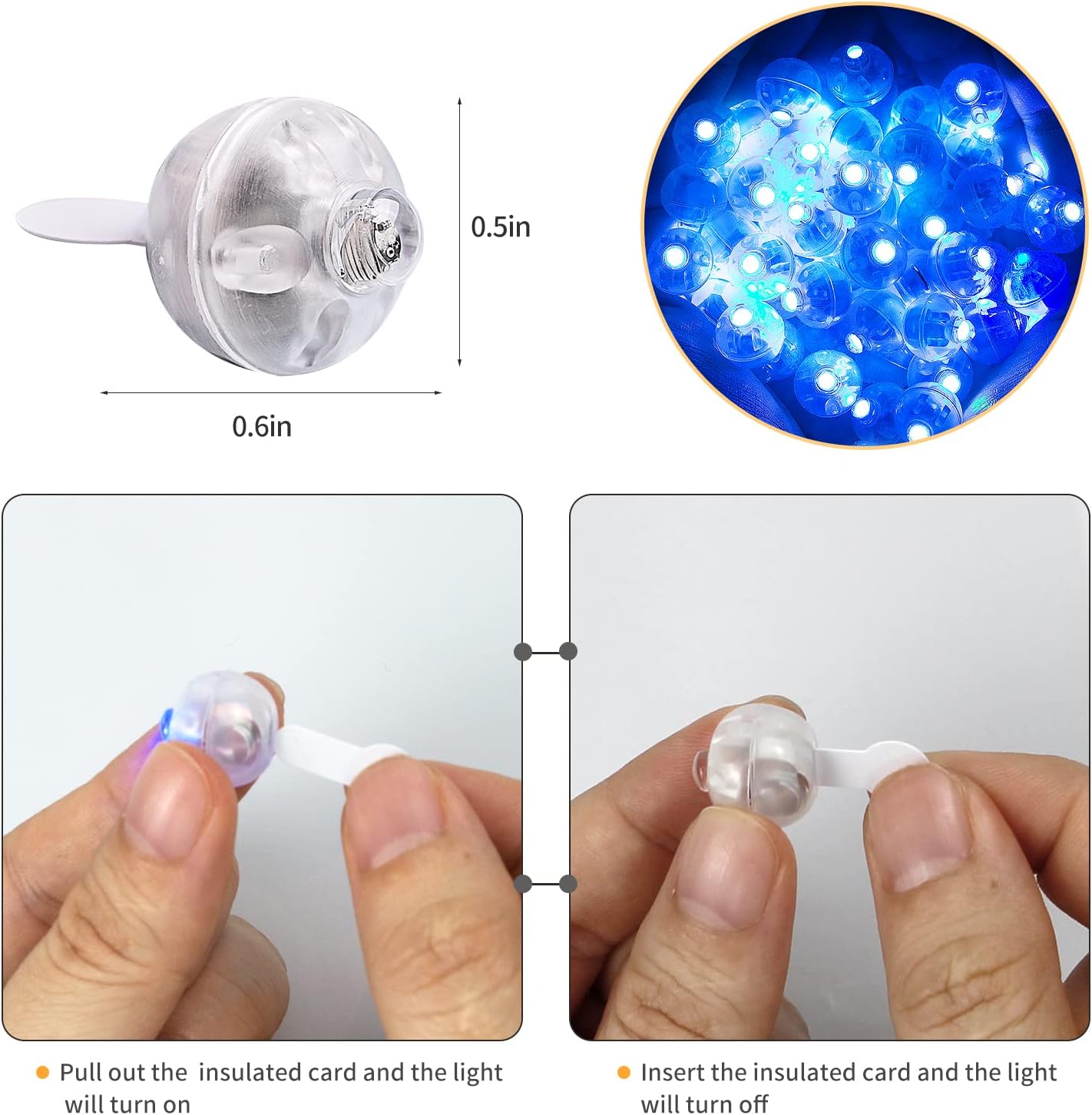 100pcs Blue LED Balloon Light, Round LED Ball Lamp Tiny Led Lighting Decoration for Indoor Outdoor Party Event Fun Wedding Festival Birthday Halloween Christmas Party Supplies