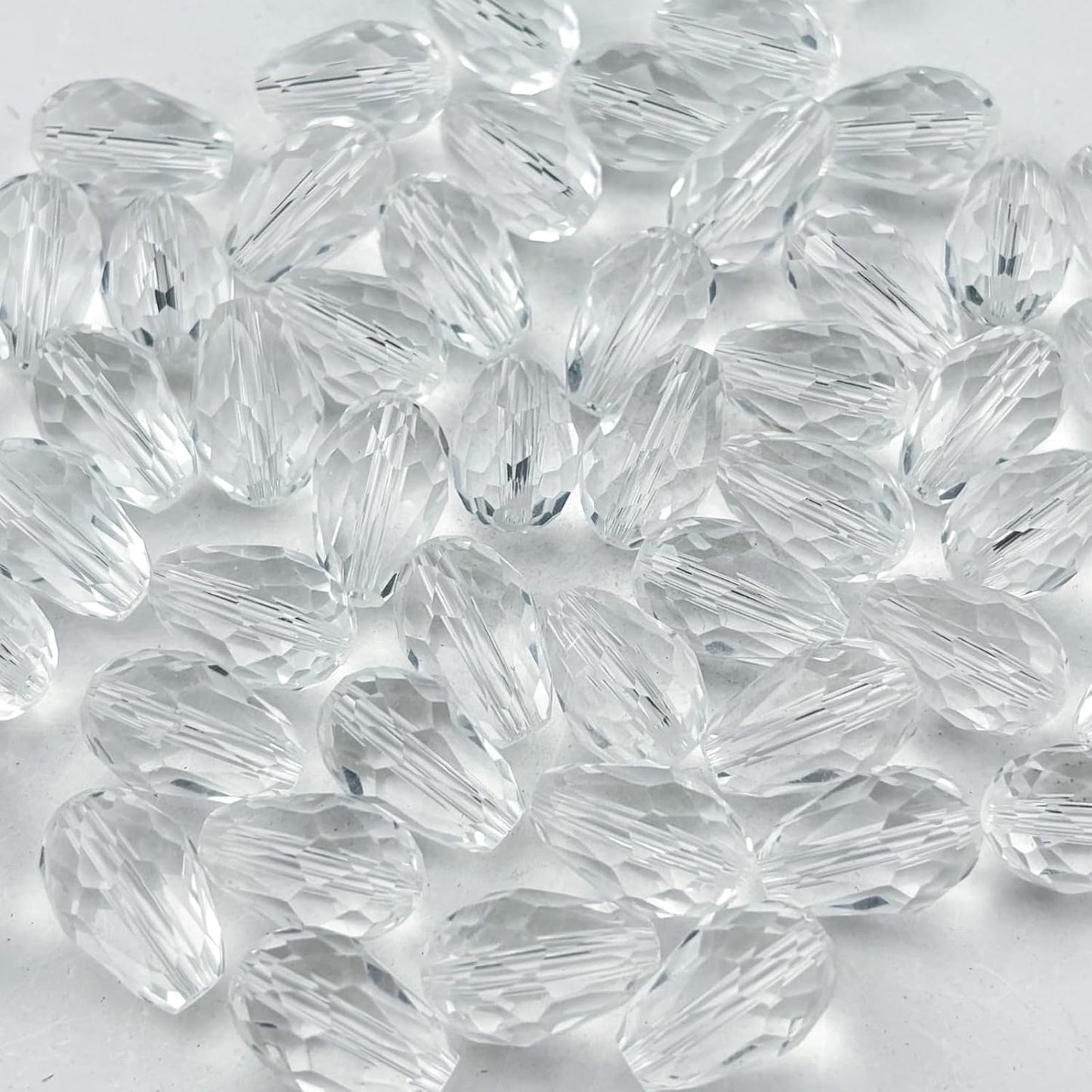 200pcs 3x5mm Teardrop Crystal Glass Beads for Jewelry Making, Faceted Vertical Hole Teardrop Glass Spacer Beads for Wind Chimes Bracelet Earring Necklace DIY Craft(Transparent)