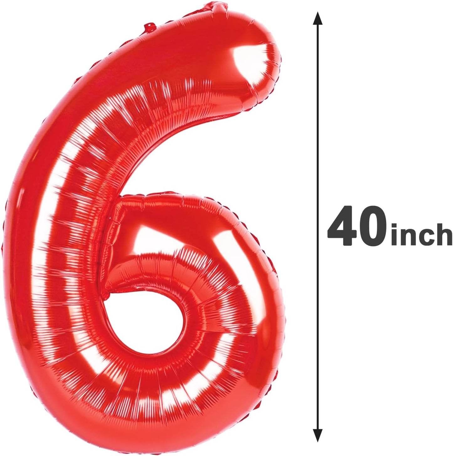Number Balloon 40 Inch Red 6 Balloon, Red Numbers Six 6 Birthday Balloon Party Supplies, 6 16 26 36 60 66 Foil Mylar Number Balloons Birthday Party Decor