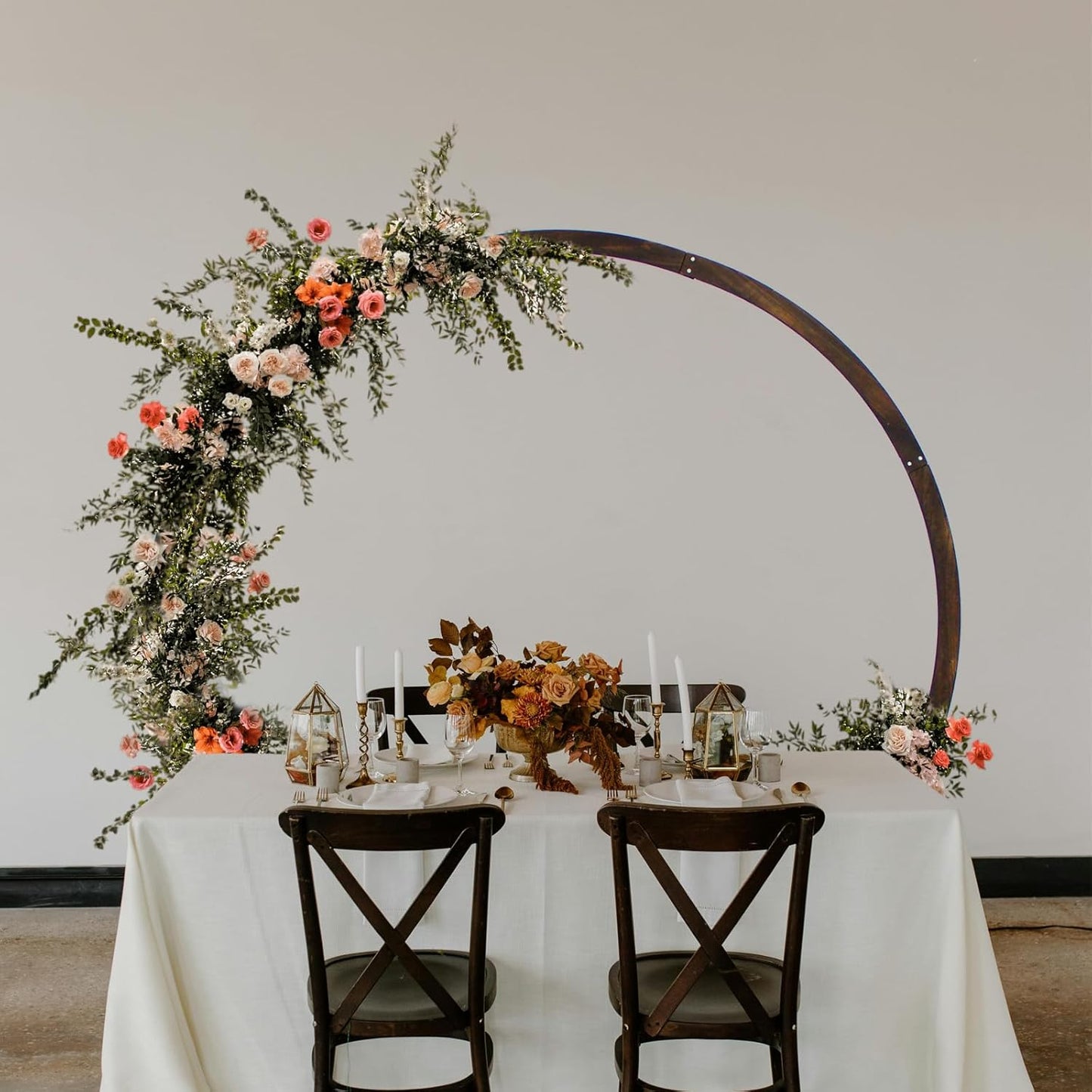 7.5FT Circle Wood Arch for Wedding Ceremony Arbor Backdrop Stand for Garden Wedding Parties
