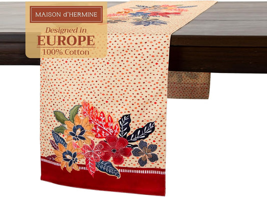 Maison d' Hermine Table Runner 100% Cotton Double Layer Table Runners 108 inches Long for Thanksgiving Christmas Decorations Home Kitchen Dining Party Wedding (Kalahari, 14.5" x 108")