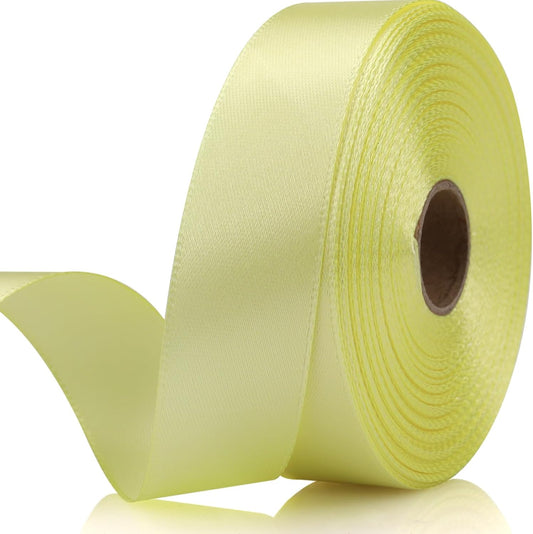 Rice Yellow Ribbon 7/8 Inch 30 Yards Satin Craft Ribbon-Single Face Polyester Ribbon for Handmade Roses,Gift Wrapping,Timeless Flower,Bouquets,Wedding and Party Decoration