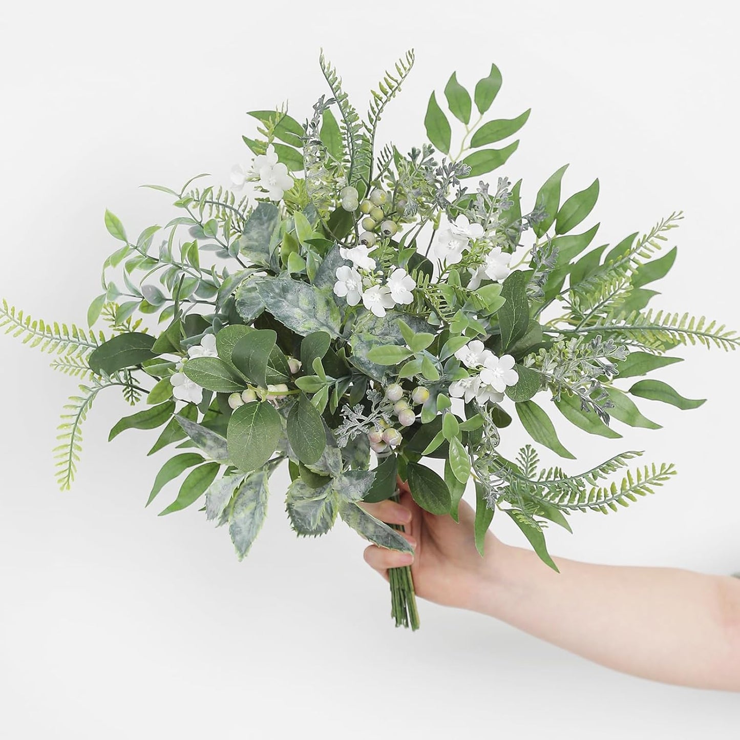 Serra Flora Artificial Greenery Stems Box Set,(Pack of 42pcs) with 8 Kinds of Faux Pink Green Filler for DIY Bridal Bouquets Wedding Floral Arrangement Table Centerpieces