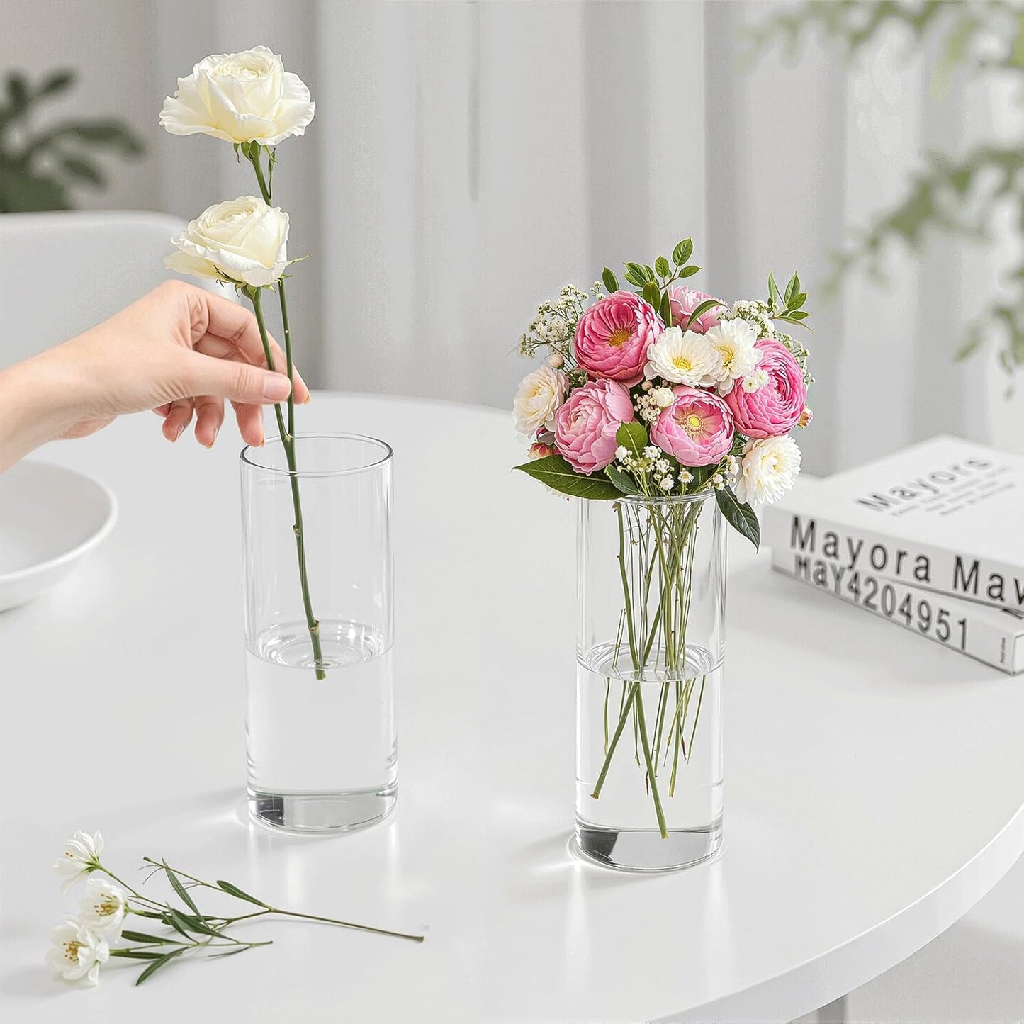 45 Pack Glass Cylinder Vase for Centerpieces, Clear Flower Glass Vases for Wedding Decorations, Hurricane Floating Candle, Holder for Table Centerpiece Wedding Home Décor