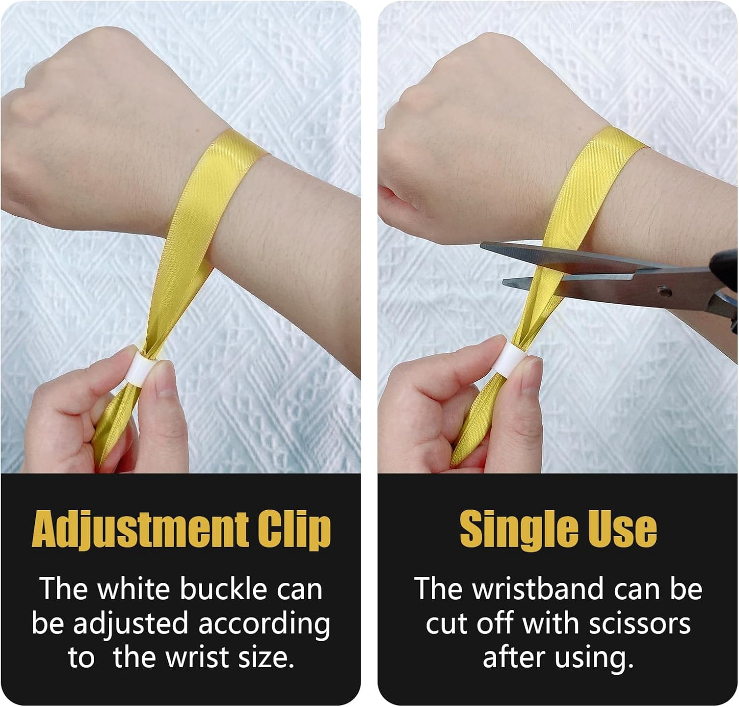 Green-Power America 100 Pcs Cloth Event Wristbands, Event Wristbands, Colored Wrist Bands for Events, for Lightweight Concert Wrist Strap for Activities, Party Bracelets for Events (Color : Gold)