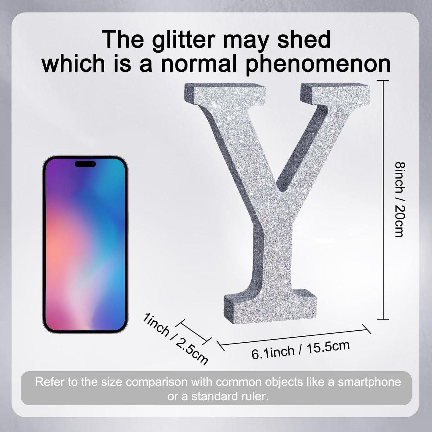 TONIFUL 8 Inch Silver Glitter Letter Y Table Centerpiece A-Z Silver Birthday Party Decorations,Silver Alphabet Y for Birthday,Chrismas,Graduation,Bridal Shower,Wedding,Anniversary Party Supplies