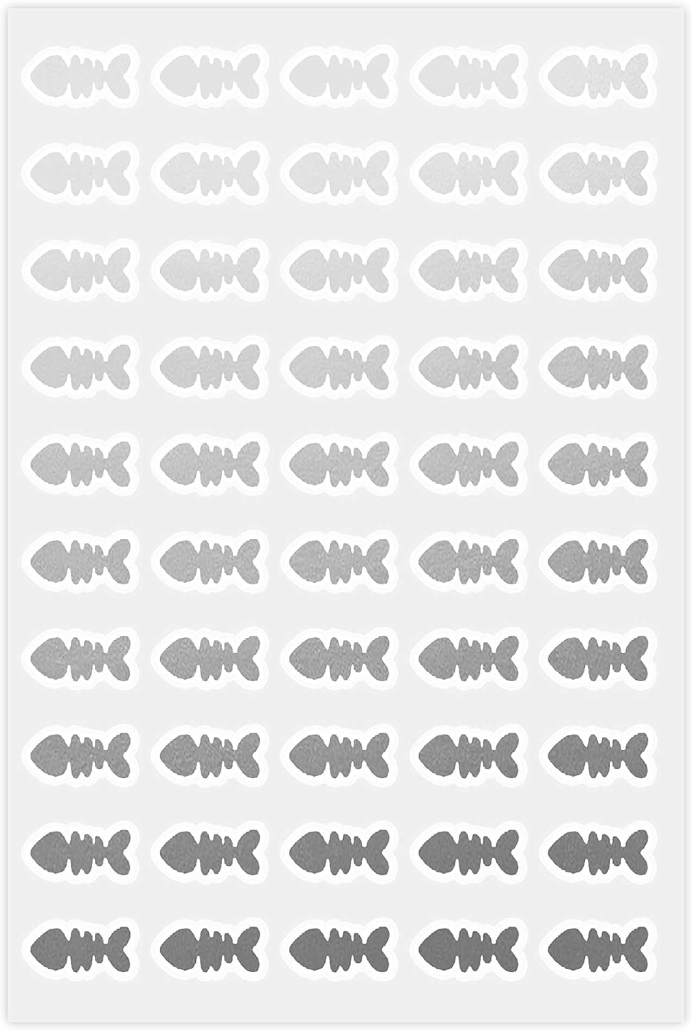 50 Wedding Meal Stickers - Food Identifier & Menu Choice Place Cards for Party Seating - Meal Option Indicator (Silver, Fish Bone)