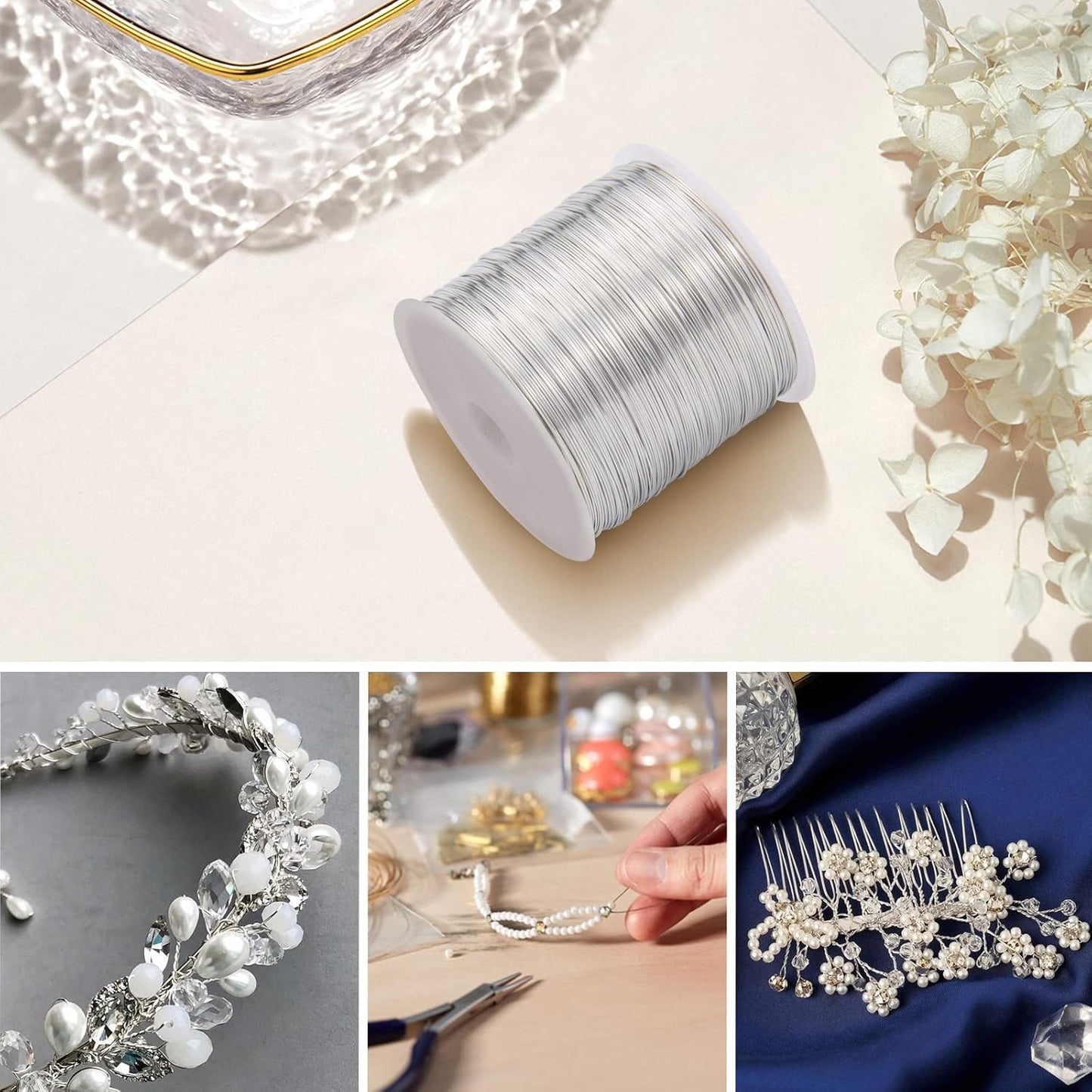 328 Feet 28 Gauge Craft Wire - Silver Plated Thin Brass Wire, Soft Metal, Bulk for Jewelry Making