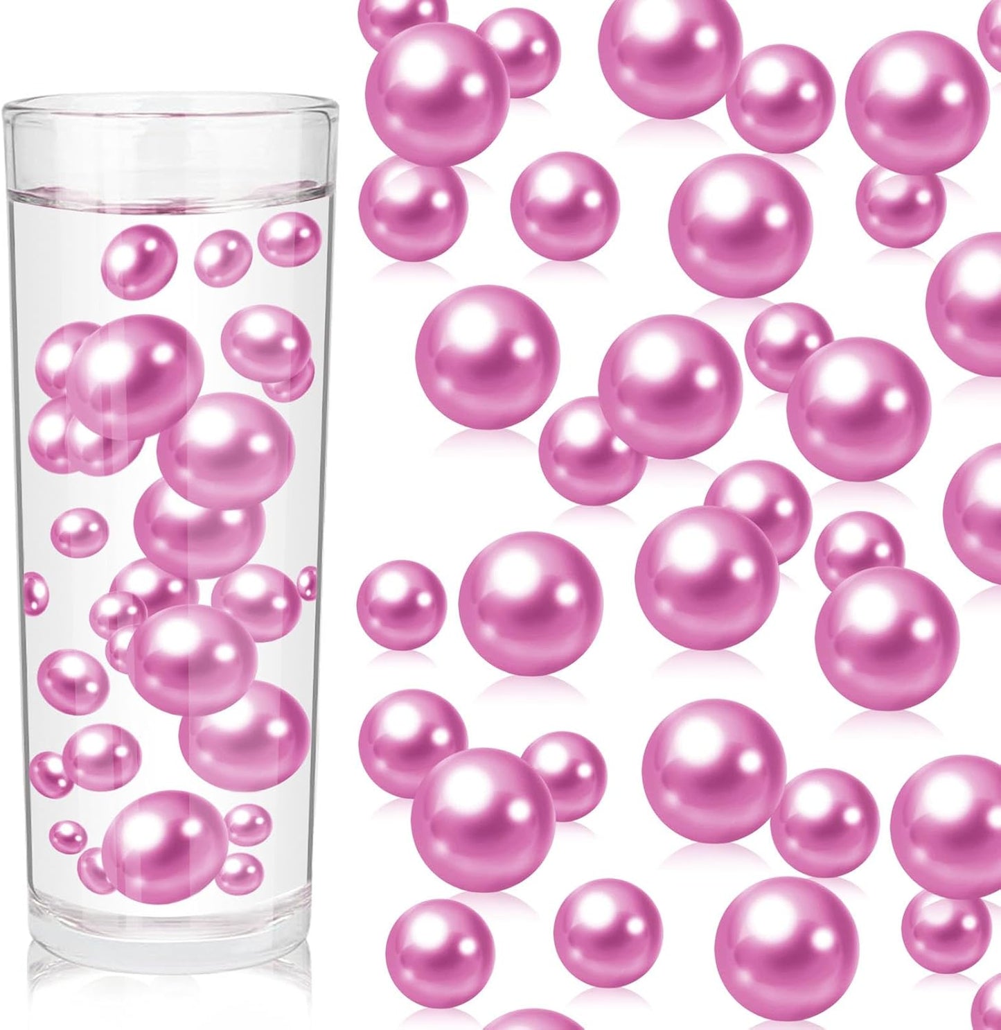 100PCS Dark Purple Faux Pearls Beads for Centerpiece Vases, Vase Filler Faux Pearls, No Holes Filler Beads for Party Anniversary Birthday Wedding Table Decor, 14/20/30mm