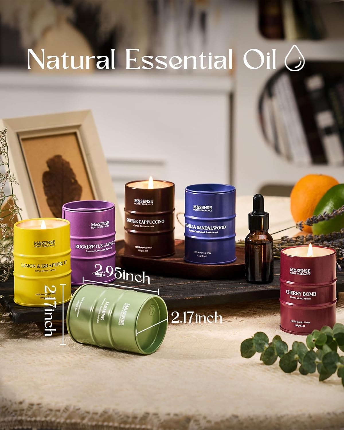 Fall Candle Gift Set | Mini Scented Candles Set|6 Pack Candles for Home Scented,Lemon Grapefruit Eucalyptus Lavender Jasmine Coffee Cherry Candle,Gift Set for Women and Men,Soy Wax 21 oz 105 Hour