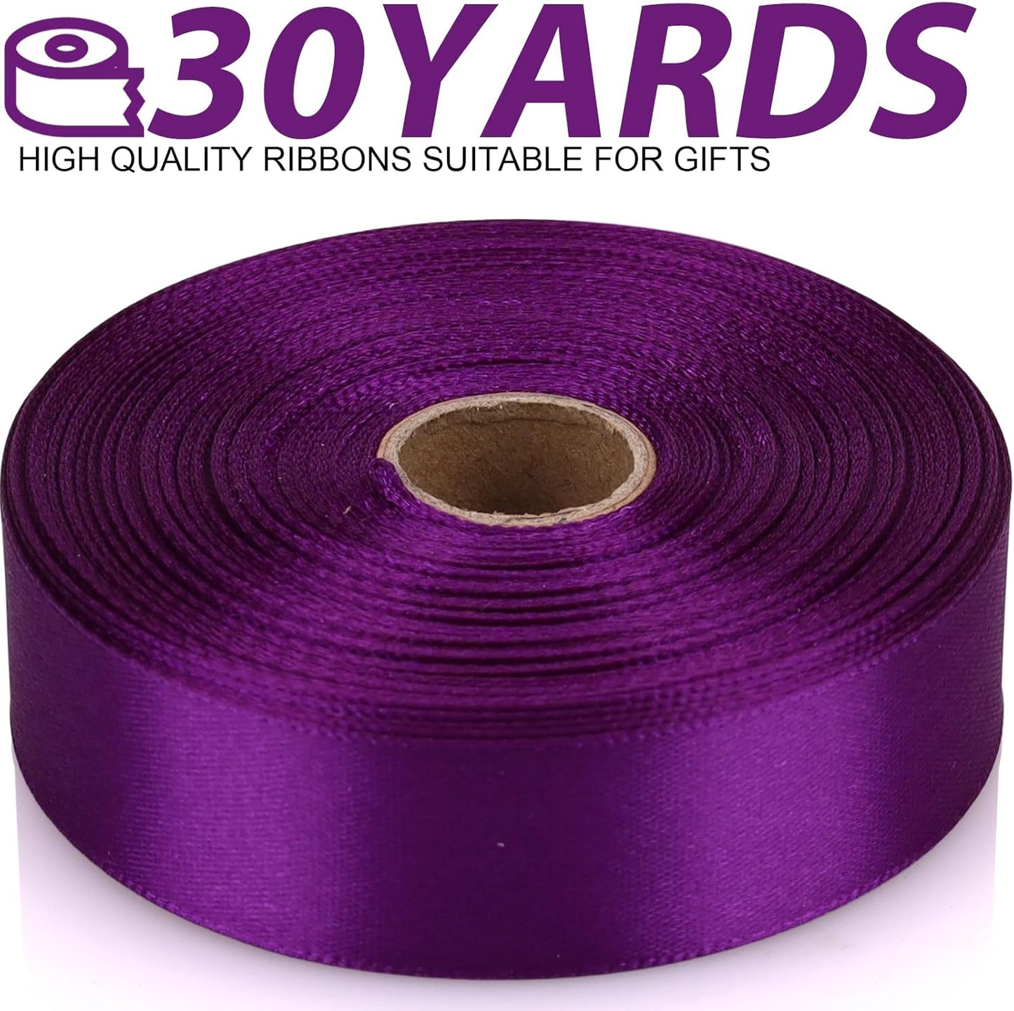 Purple Ribbon 7/8 Inch 30 Yards Satin Craft Ribbon-Single Face Polyester Ribbon for Handmade Roses,Gift Wrapping,Timeless Flower,Bouquets,Wedding and Party Decoration