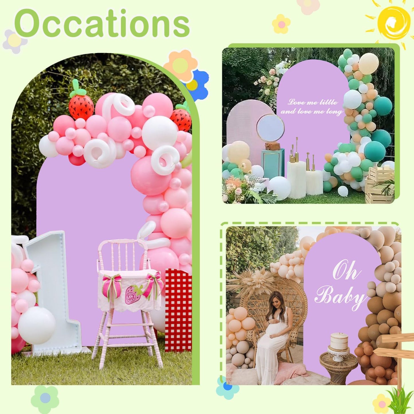 Wedding Arch Cover - Lavender Spandex Arch Backdrop for Stand - Double Sided - Purple - 4ft - Baby Shower Banquet Party Wedding Ceremony