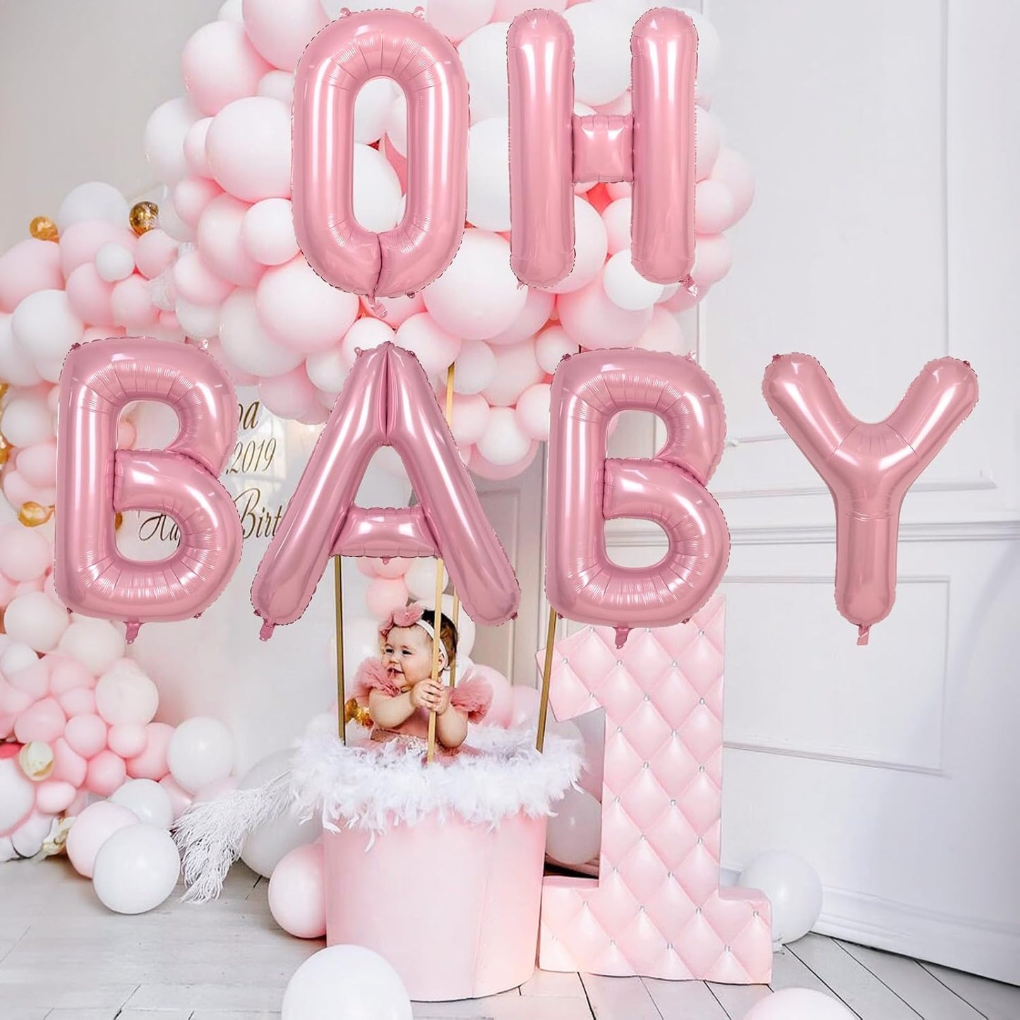 40 Inch Pastel Pink Letter Balloon U, Giant Custom Alphabet U Foil Balloon Baby Pink, Mylar Balloons Light Pink for Girls, Helium Alphabet U Balloons for Women Girls Birthday Party Decorations
