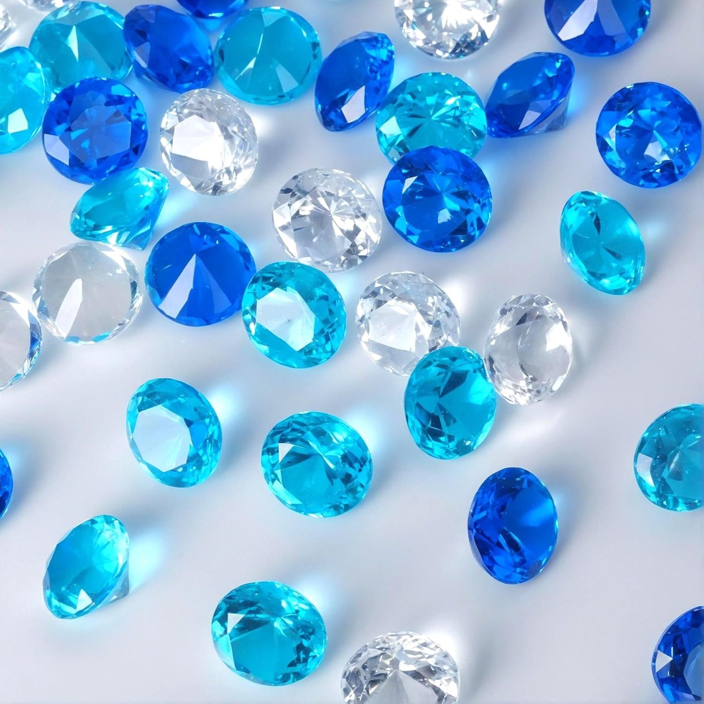 Acrylic Diamond Fake Gems Vase Filler, Babenest 240pcs 3/4 Inch Faux Diamonds Crystals Jewels for Table Scatters Wedding Party Arts & Crafts Birthday Decoration (240, Clear/Rpyal Blue/Baby Blue)