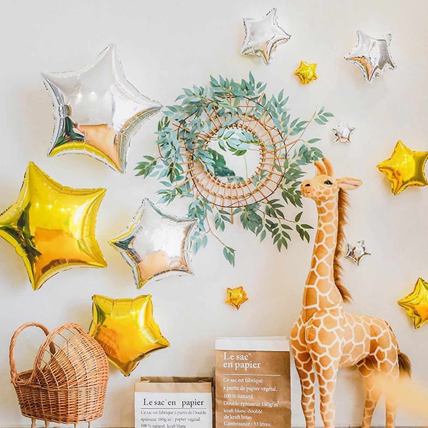 50 Gold Star Balloons - 5" Small Gold Foil Star Mylar Balloons for Party Decorations
