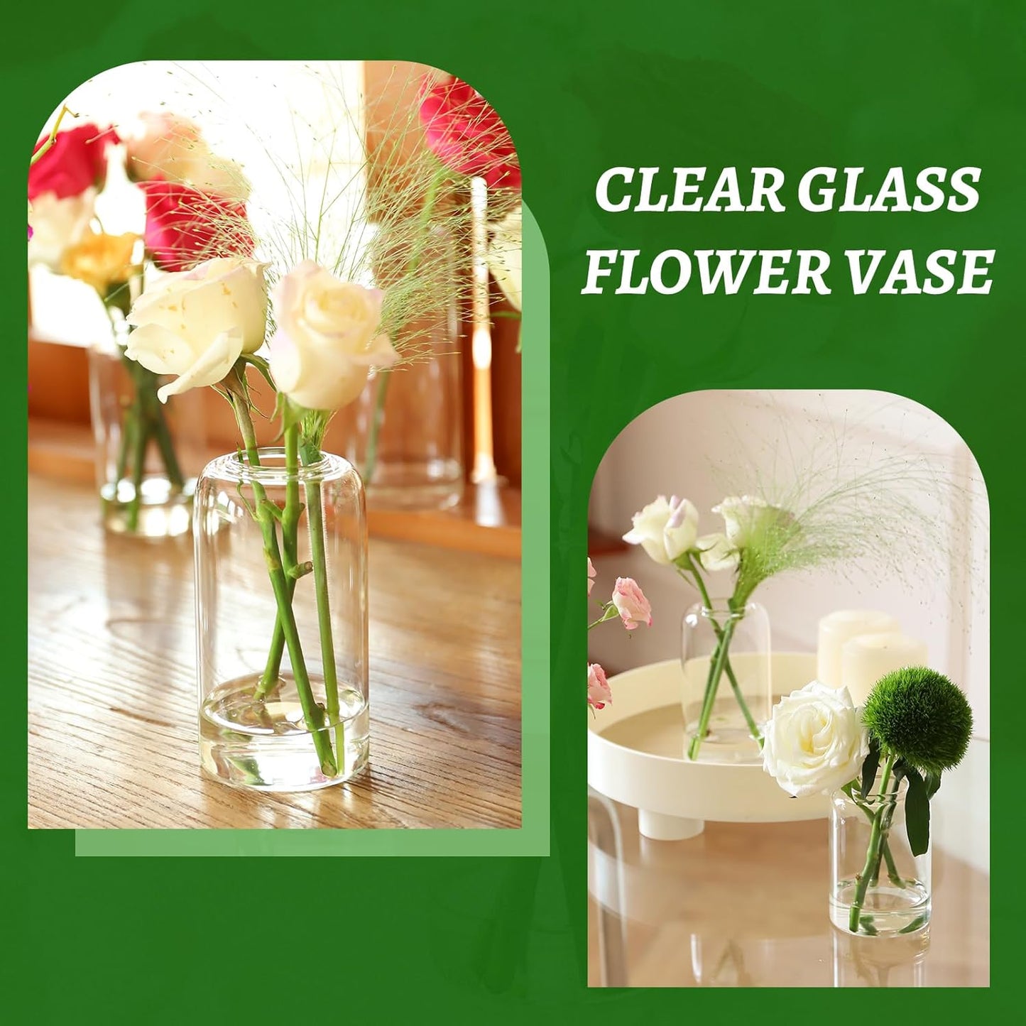 Glass Bud Vases Set of 24, Clear Flower Vase for Centerpieces, Small Vases for Flowers, Decor Centerpiece for Bathroom, Decorative Vases for House Warming