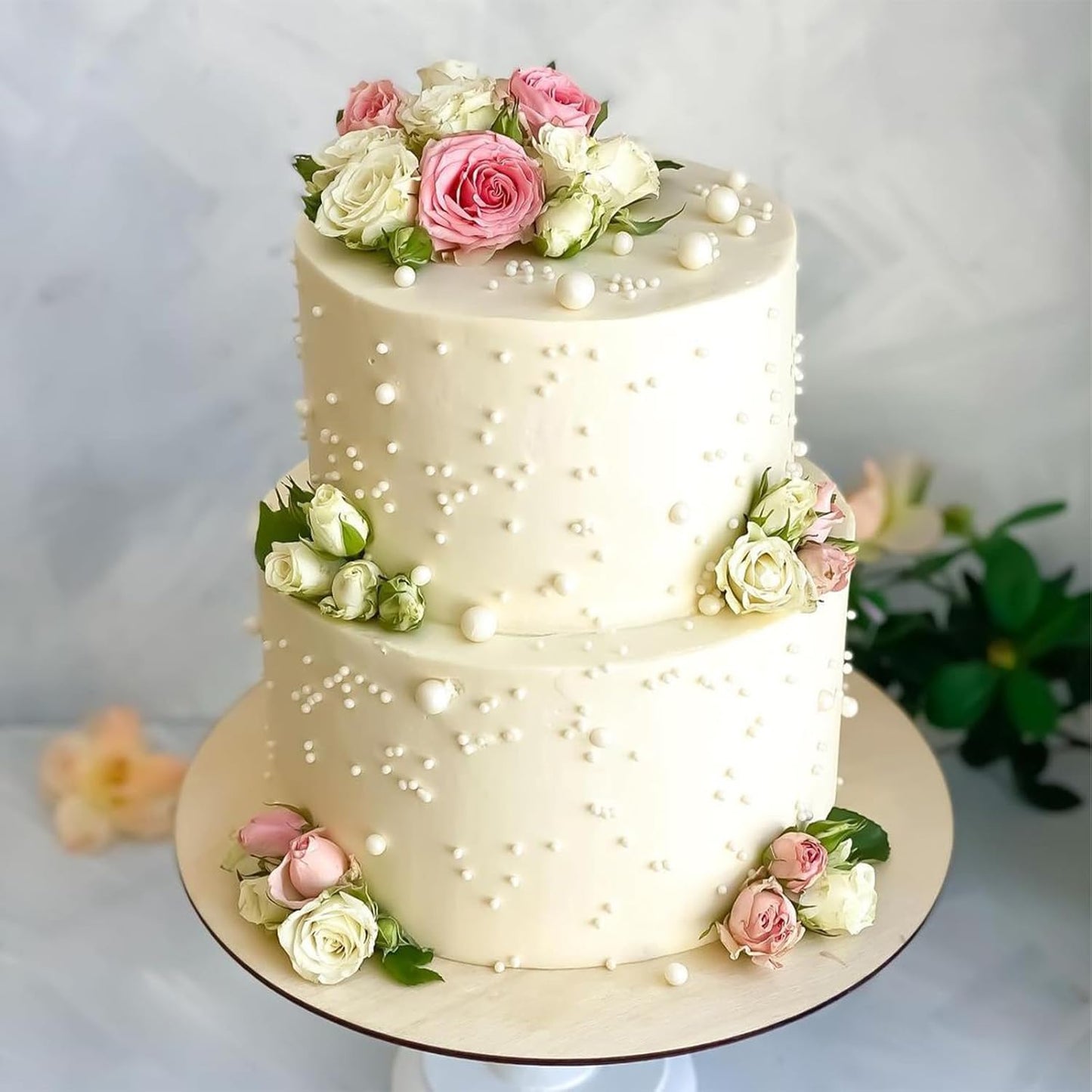 Edible Pearl Sugar Sprinkles White Candy Pearls Baking Decorations 10mm 130g/4.58 Oz White Sprinkles Sugar Pearl for Cake Decorating Edible Ball Sprinkle Ice Cream Toppings Wedding Chirstmas Supplies