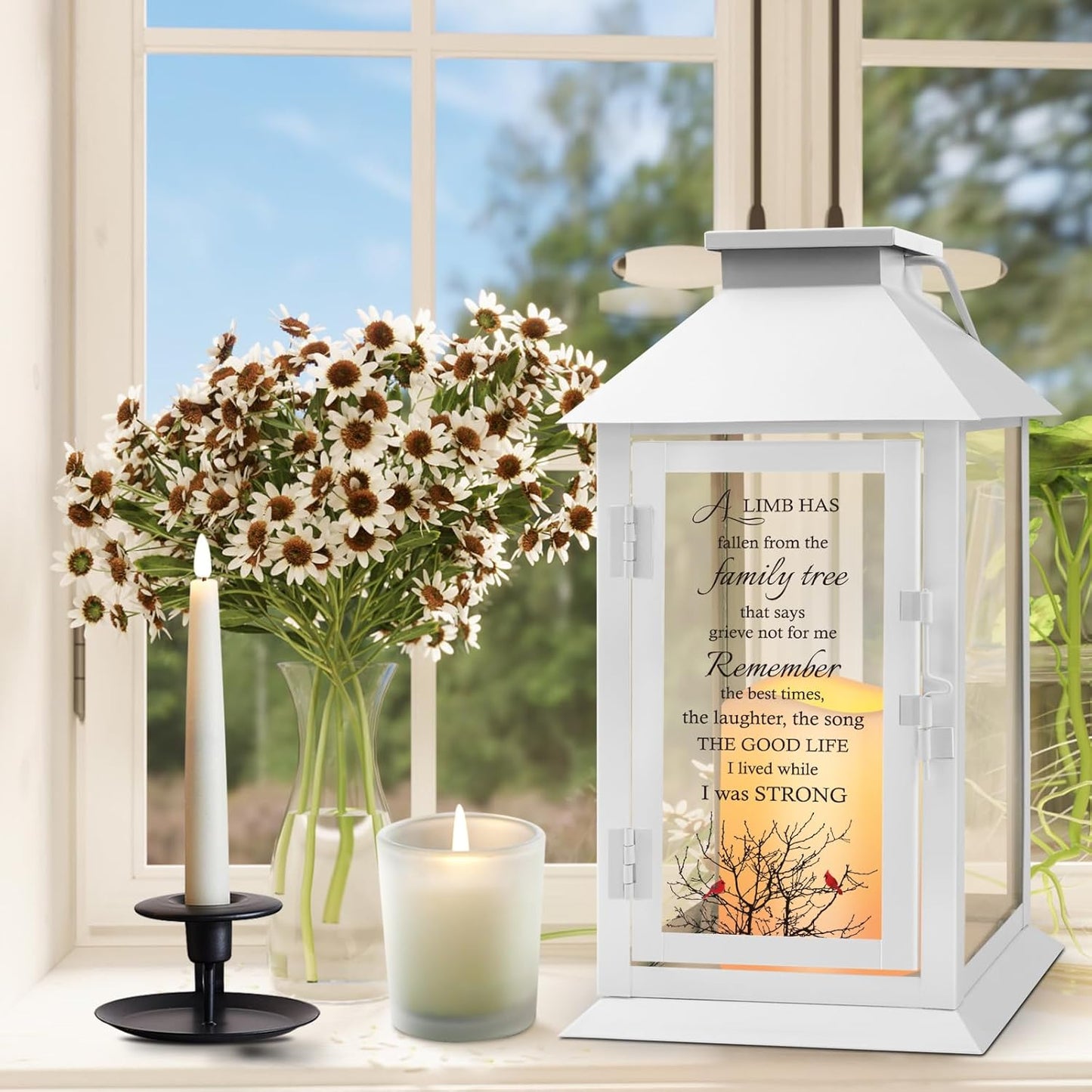Memorial Lantern Bereavement Gifts in Memory of Loved One - Remembrance Sympathy Gifts for Loss of Mother or Father with LED Candle and Remote