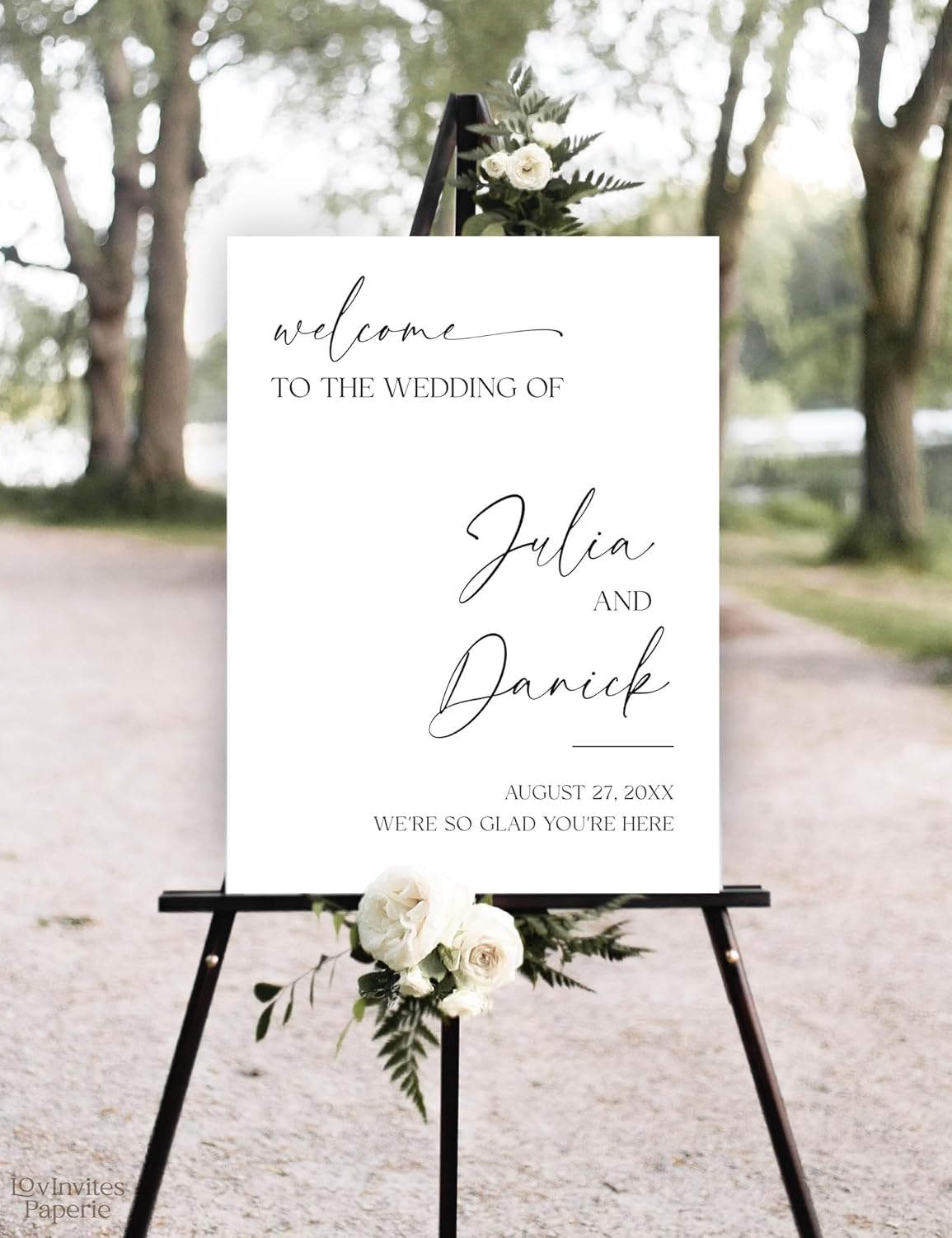 Welcome Wedding Sign Personalized, Minimalist We're So Glad You're Here Wedding Sign Decorations Signage 12" X 18" (Small), 27" (Medium), 36" (Large), Plastic, Modern, Pole Mount, Weather