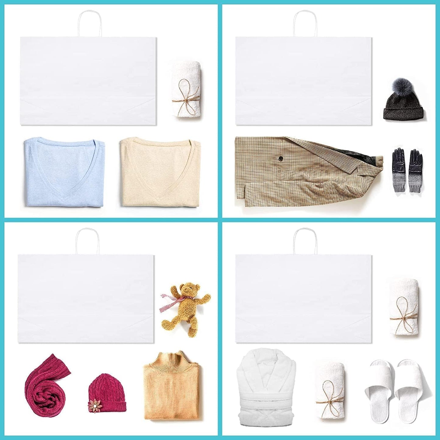 GSSUSA 16x6x12 Inches Large Paper Bags with Handles, 6000 Pack White Paper Gift Bag, Recyclable Kraft Paper Shopping Bags for Small Business, Party Favor, Craft Bag for Boutique