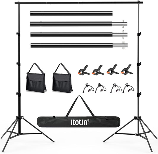 Photo Backdrop Stand 9ft x 10ft Photograhy Adjustable Background Stands Support Kit with Carry Bag for Photo Studio, Photoshoot, Parties, Photographic Equipments