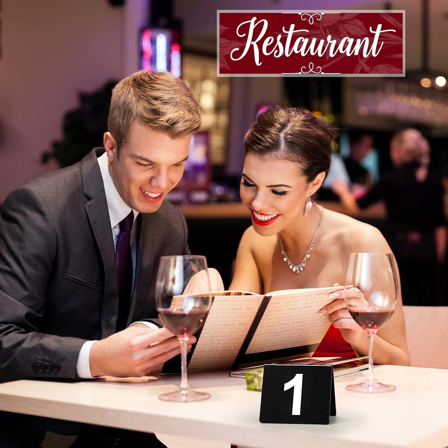 Tuanse Table Numbers 1-50 Acrylic Double Side Numbered Table Tents Restaurant Wedding Number Cards Signs for Banquets Party Wedding Reception(Black)