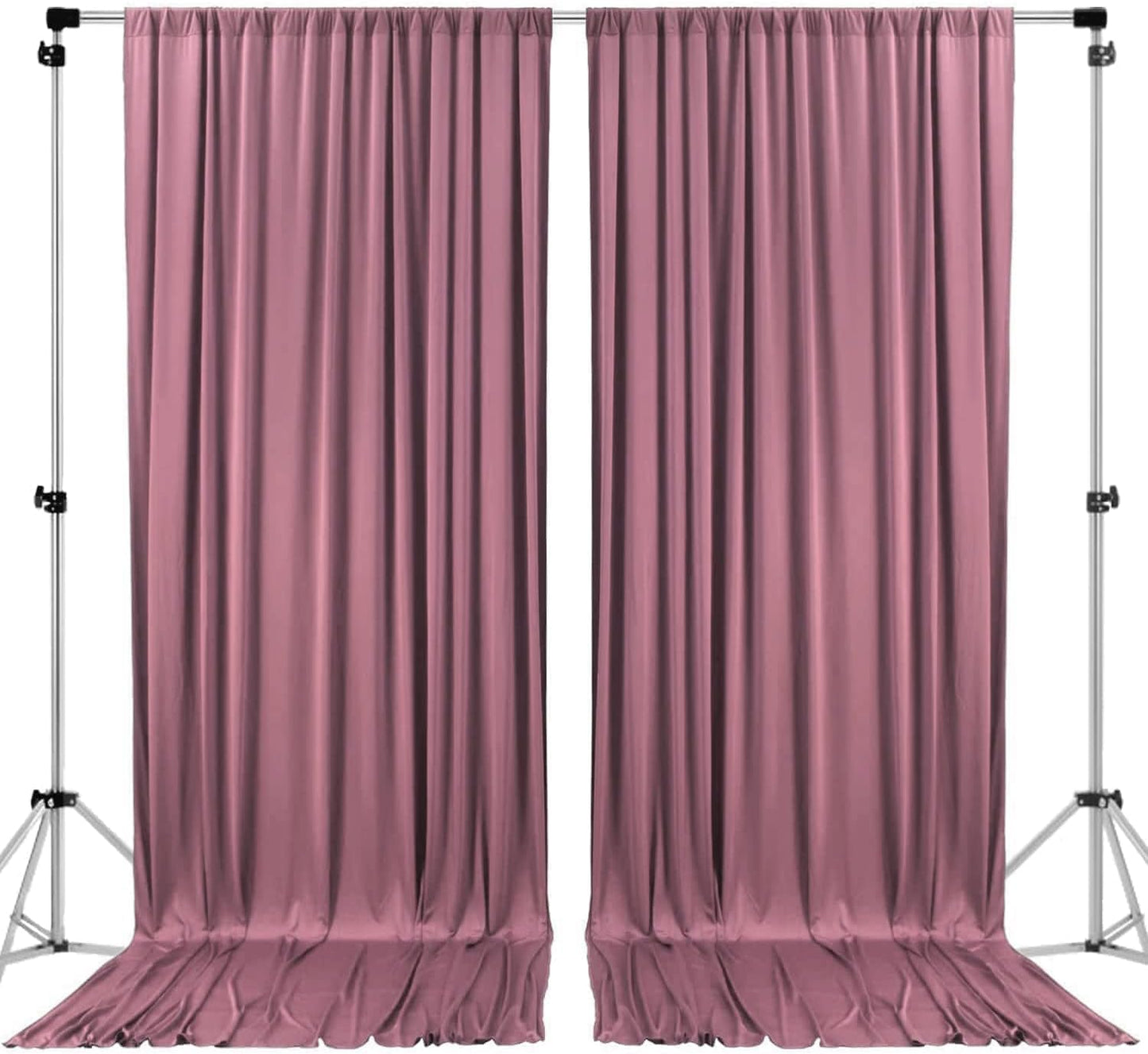 AK TRADING CO. 10 feet x 8 feet IFR Polyester Backdrop Drapes Curtains Panels with Rod Pockets - Wedding Ceremony Party Home Window Decorations - Dusty Rose