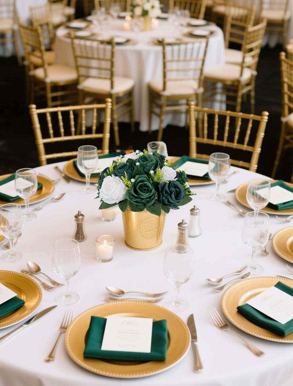 BLOSMON Green Flowers Rose Centerpieces: 6 Pcs Artificial Flower Balls for Wedding Dinning Table - Fake Silk Kissing Bouquet Floral Arrangement for Home Party Event Decor