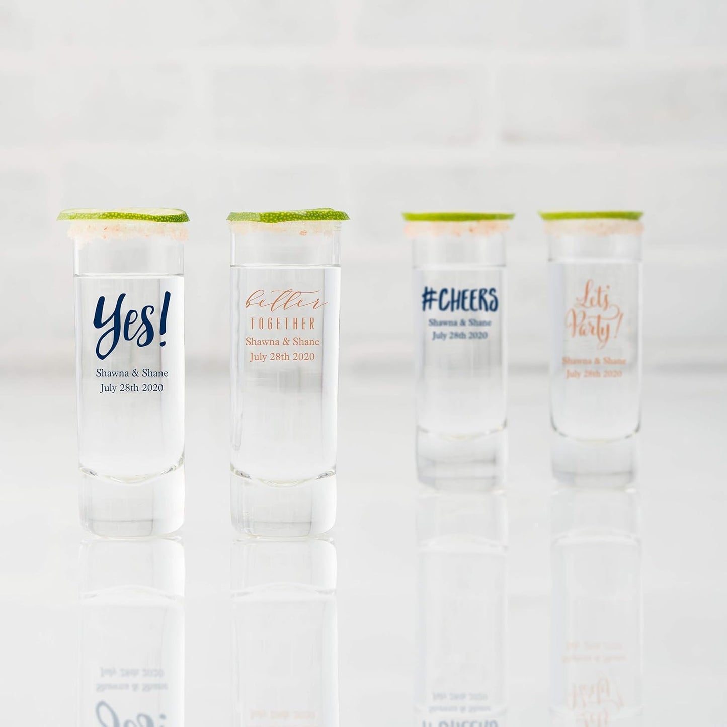 WEDDINGSTAR Personalized 2.5oz Tall Shot Glass Customizable Full Color Print - 156 pack