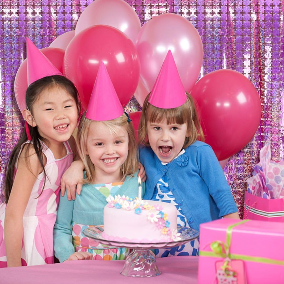 Pink Easter Decorations 5pcs Glitter Foil Fringe Curtain Party Decor Photo Booth Backdrop Streamers for Halloween, Christmas, Birthday, Birthday, Wedding Party Decorations