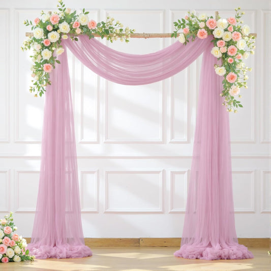 Wedding Arch Draping Fabric Backdrop 1 Panel 60" x 26Ft Dusty Rose Drapes Curtains for Wedding Reception Sheer Tulle Backdrop Curtain for Ceremony Birthday Party Baby Shower Arbor Ceiling Decorations