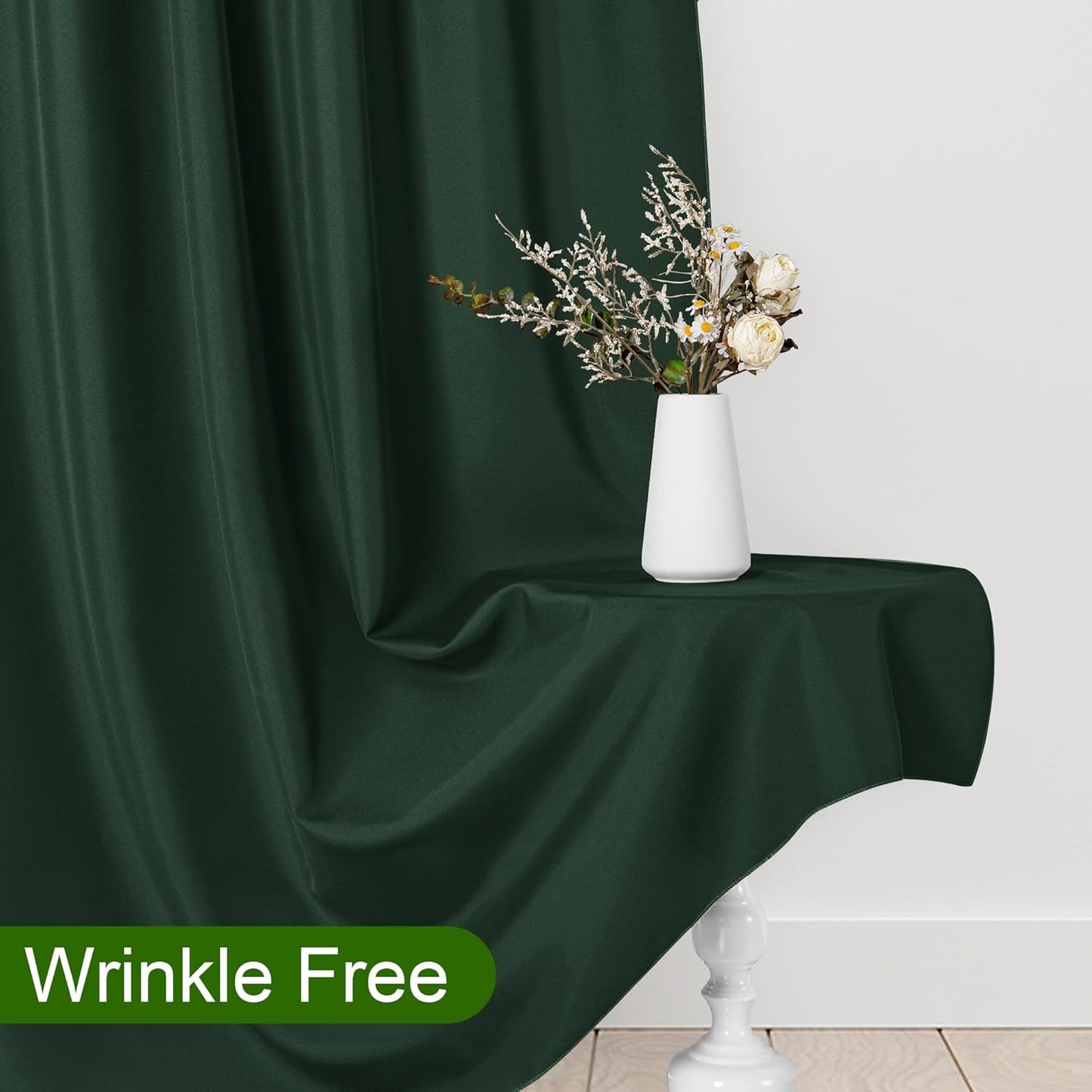 DWCN 10x10 FT Backdrop Curtains for Parties, Photography Backdrop Drapes with Rod Pockets for Wedding Decorations Stage Birthday Family Gatherings, 2 Panels 5ft x 10ft, Hunter Green